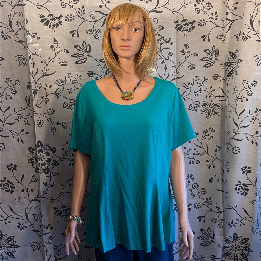 Isaac Mizrahi Teal Short Sleeve Top